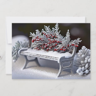 Snowy Bench met Winterberry Springs Feestdagenkaart
