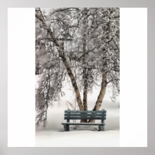 Snowy Bench-Poster/afdrukken Poster
