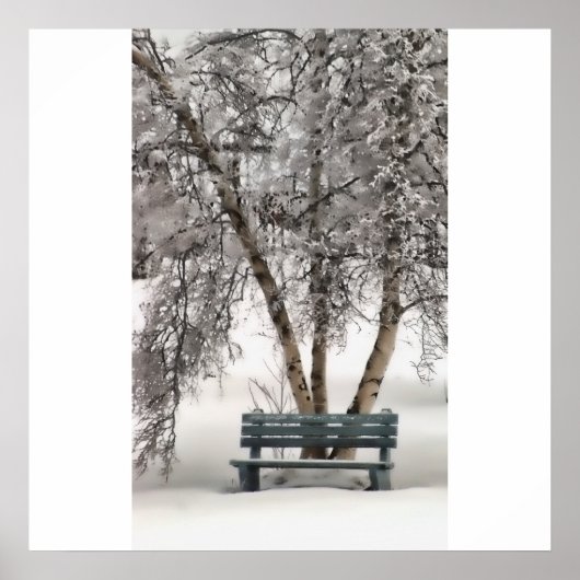 Snowy Bench-Poster/afdrukken Poster (Voorkant)