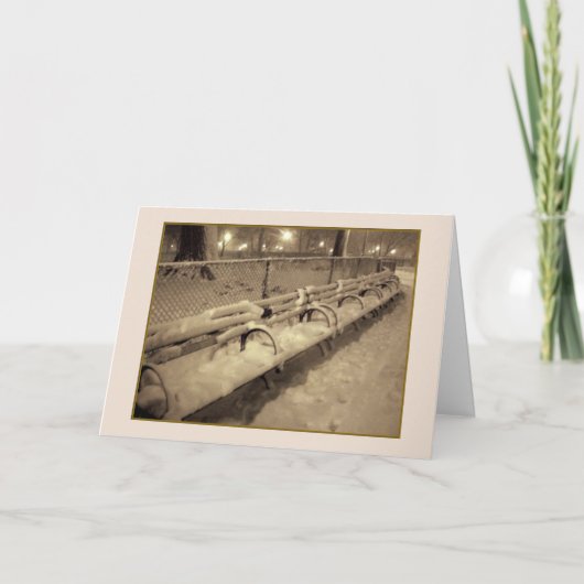 Snowy Benches-feestkaart - stille feestdagen (Voorkant)