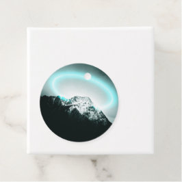 Snowy berg mysterieus blauw neonlicht bedankjes labels