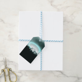 Snowy berg mysterieus blauw neonlicht cadeaulabel