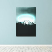 Snowy berg mysterieus blauw neonlicht canvas afdruk (Insitu (Houten vloer))