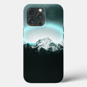 Snowy berg mysterieus blauw neonlicht Case-Mate iPhone case