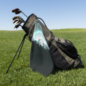 Snowy berg mysterieus blauw neonlicht golfhanddoek (Groen)