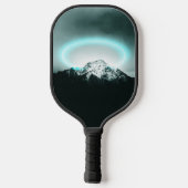 Snowy berg mysterieus blauw neonlicht pickleball paddle (Achterkant)