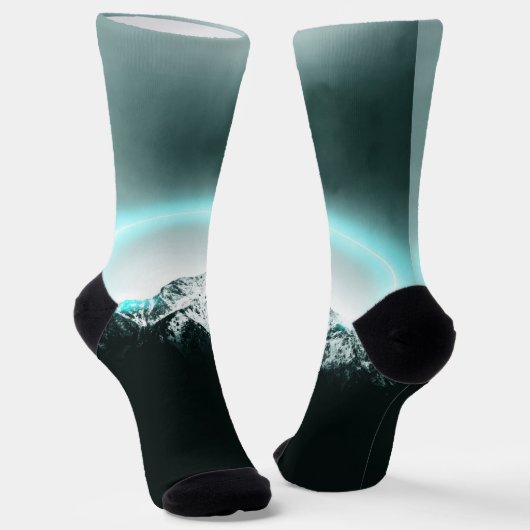 Snowy berg mysterieus blauw neonlicht sokken (Gebogen)