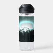 Snowy berg mysterieus blauw neonlicht waterfles (Achterkant)