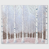 Snowy berken bomen kerst stoffig blauw ID1003 Cadeaupapier (Vlak)