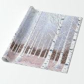 Snowy berken bomen kerst stoffig blauw ID1003 Cadeaupapier (Uitgerold)