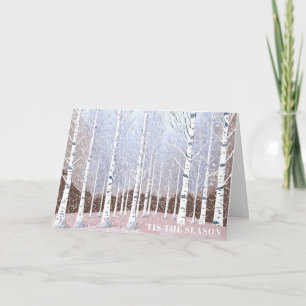 Snowy berken bomen kerst stoffig blauw ID1003 Kaart