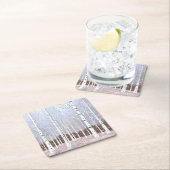 Snowy berken bomen kerst stoffig blauw ID1003 Kartonnen Onderzetters (Insitu)