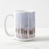 Snowy berken bomen kerst stoffig blauw ID1003 Koffiemok (Links)