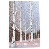 Snowy berken bomen kerst stoffig blauw ID1003 Medium Cadeauzakje (Voorkant)