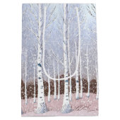 Snowy berken bomen kerst stoffig blauw ID1003 Medium Cadeauzakje (Achterkant)
