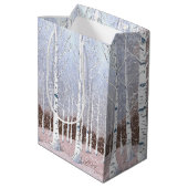 Snowy berken bomen kerst stoffig blauw ID1003 Medium Cadeauzakje (Achterkant Gekanteld)