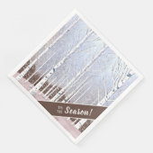 Snowy berken bomen kerst stoffig blauw ID1003 Servet (Hoek)