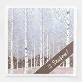 Snowy berken bomen kerst stoffig blauw ID1003 Servet (Voorkant)