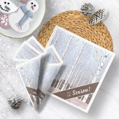 Snowy berken bomen kerst stoffig blauw ID1003 Servet