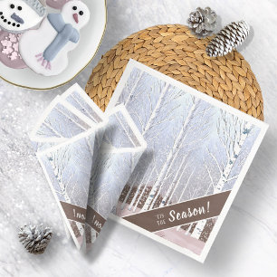 Snowy berken bomen kerst stoffig blauw ID1003 Servet