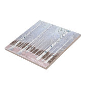 Snowy berken bomen kerst stoffig blauw ID1003 Tegeltje (Zijkant)