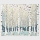 Snowy Berken Kerst Blauwgroen ID1003 Cadeaupapier (Vlak)