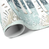 Snowy Berken Kerst Blauwgroen ID1003 Cadeaupapier (Rol Hoek)
