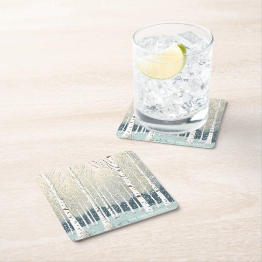 Snowy Berken Kerst Blauwgroen ID1003 Kartonnen Onderzetters (Insitu)