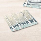 Snowy Berken Kerst Blauwgroen ID1003 Kartonnen Onderzetters (Schuin)