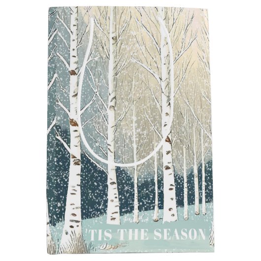 Snowy Berken Kerst Blauwgroen ID1003 Medium Cadeauzakje (Voorkant)