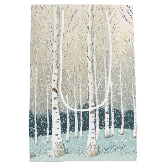 Snowy Berken Kerst Blauwgroen ID1003 Medium Cadeauzakje (Achterkant)