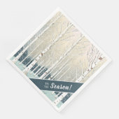 Snowy Berken Kerst Blauwgroen ID1003 Servet (Hoek)