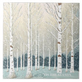 Snowy Berken Kerst Blauwgroen ID1003 Tegeltje (Voorkant)