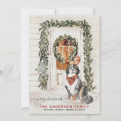 Snowy  Berner Berghond Waterverf Feestdagenkaart (Voorkant)