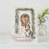 Snowy  Berner Berghond Waterverf Feestdagenkaart (Staand voorkant)