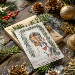 Snowy  Berner Berghond Waterverf Feestdagenkaart