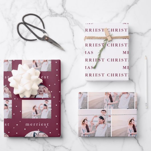 Snowy Berry Merriest kerstfoto's ompakken Inpakpapier Vel (Voorkant)