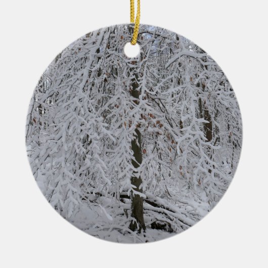 Snowy Birch Tree Canopy Keramisch Ornament (Voorkant)