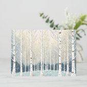 Snowy Birch Trees Kerstfeest Blauwgroen ID1003 Kaart (Staand voorkant)