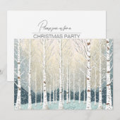 Snowy Birch Trees Kerstfeest Blauwgroen ID1003 Kaart (Voorkant / Achterkant)