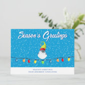 Snowy Bird Business Feestdagenkaart (Staand voorkant)
