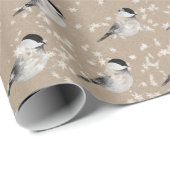 Snowy Black Pet Chickadee Birds Kraft Paper Cadeaupapier (Rol Hoek)