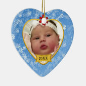Snowy Blue Baby's 2 Sided Photo Keepslag Keramisch Ornament (Rechts)