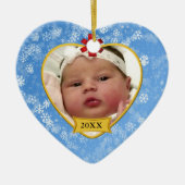 Snowy Blue Baby's 2 Sided Photo Keepslag Keramisch Ornament (Voorkant)