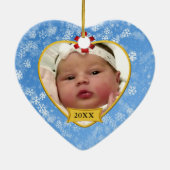 Snowy Blue Baby's 2 Sided Photo Keepslag Keramisch Ornament (Achterkant)