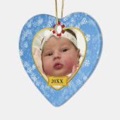 Snowy Blue Baby's 2 Sided Photo Keepslag Keramisch Ornament (Links)