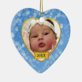 Snowy Blue Baby's Foto Keepomwille Kerstmis Keramisch Ornament (Rechts)
