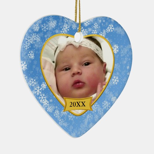 Snowy Blue Baby's Foto Keepomwille Kerstmis Keramisch Ornament (Rechts)