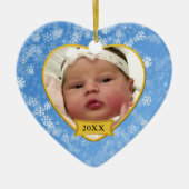 Snowy Blue Baby's Foto Keepomwille Kerstmis Keramisch Ornament (Voorkant)