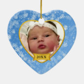 Snowy Blue Baby's Foto Keepomwille Kerstmis Keramisch Ornament (Achterkant)